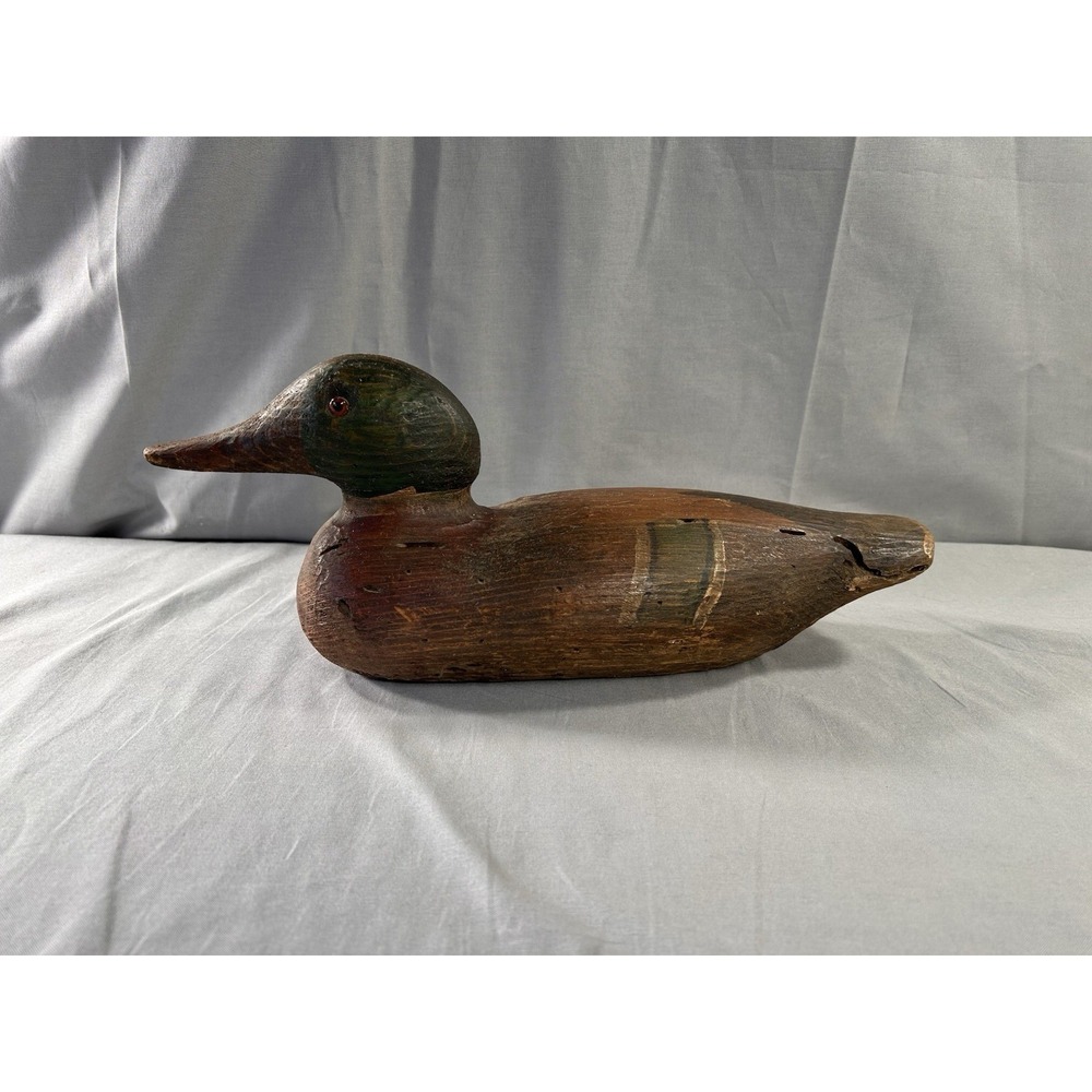 Vintage Hand Carved Wood Duck 16"x6"x5.5" Primitive Decor Has Wear See Photos